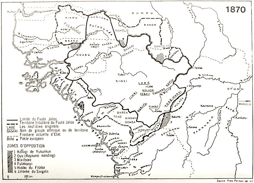 Carte du Fuuta-Jalon en 1870 Carte du Fuuta-Jalon en 1870
