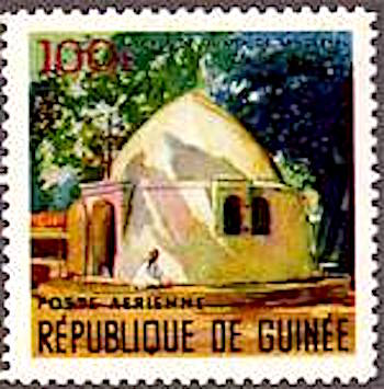 Timbre &agrave; l'effigie de la Case Olivier de Sanderval, au quartier Sanderalia de Conakry. L'&eacute;difice se trouve dans l'enceinte du Mus&eacute;e national